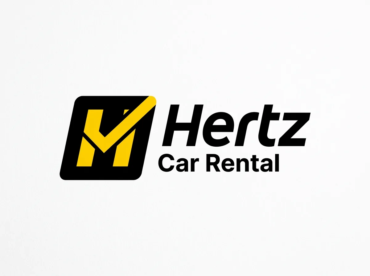 Hertz car rental official logo, yellow and black brand mark